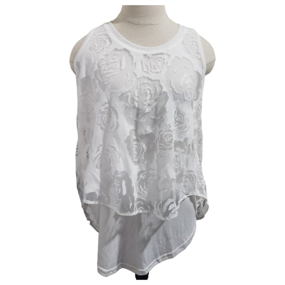 CT1677 Ethyl Ladies White Floral Lined Sleeveless Shirt S